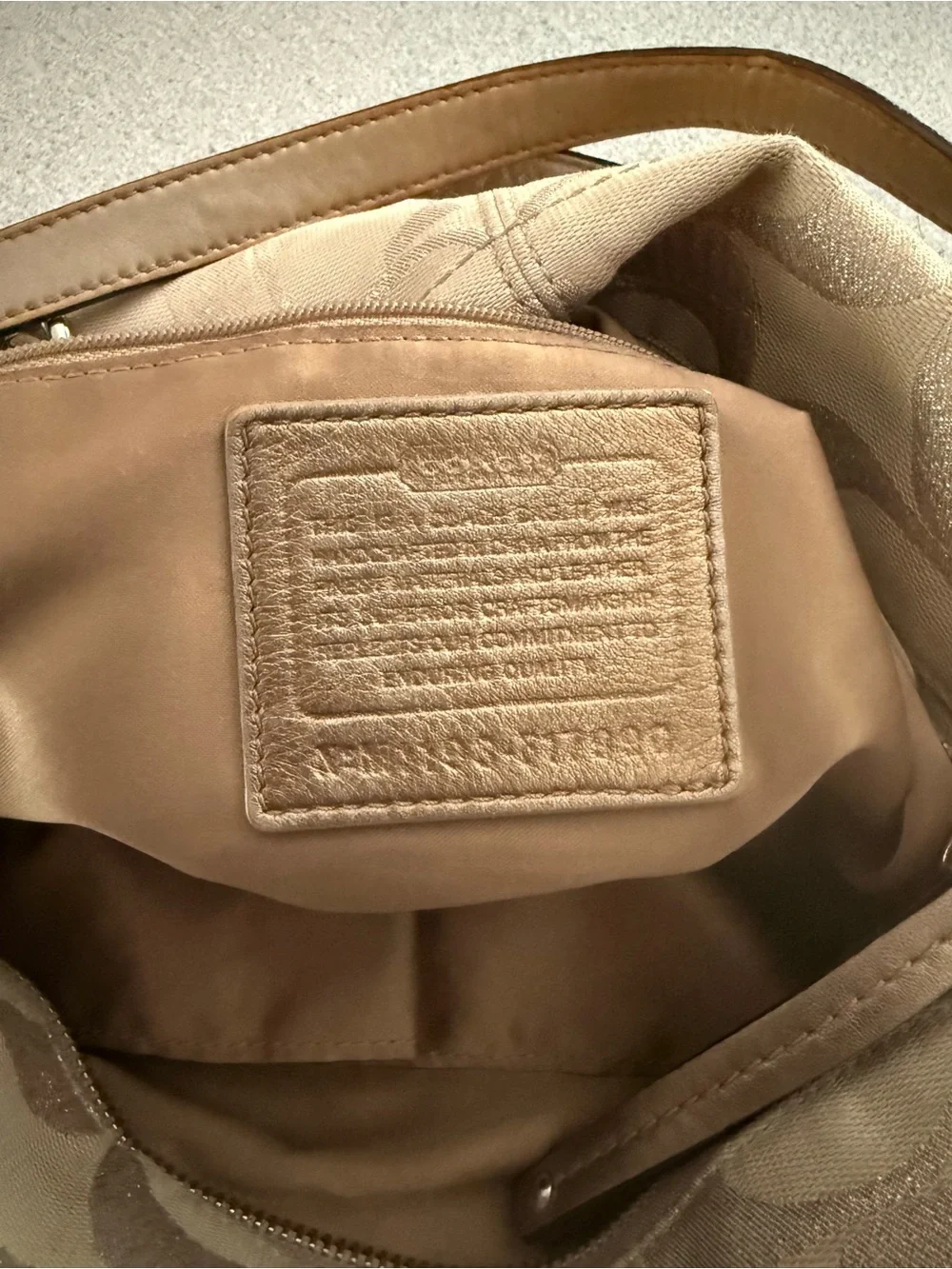 Coach Champagne Jacquard Shoulder Bag with Metallic Trim